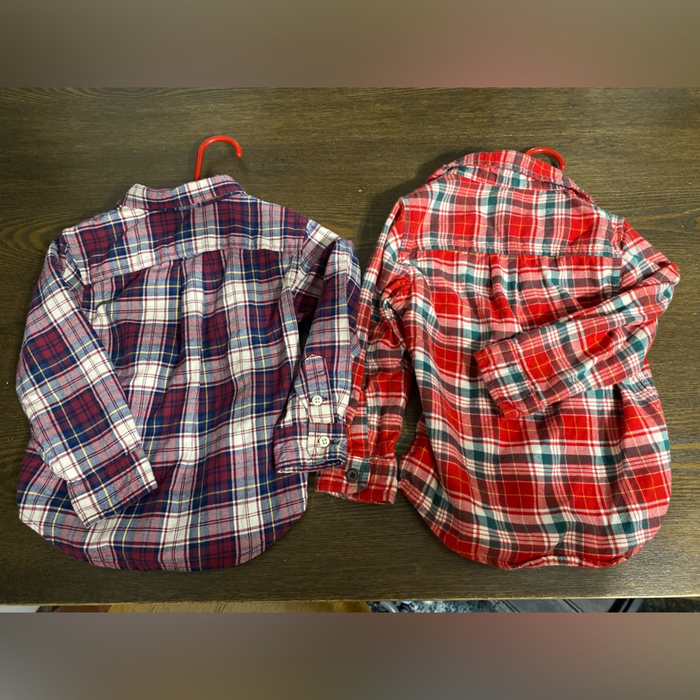 Ralph Lauren Excellent Condition Red Plaid Button Down and Cat and Jack 2T - Picture 4 of 4